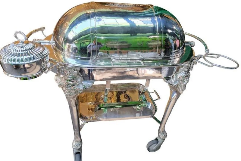 Casa Padrino Luxus Barock Hotel Servierwagen Silber - Barockstil Trolley - Hotel Accessoires