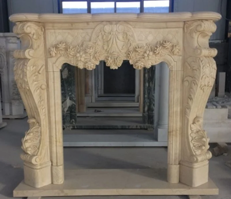 Casa Padrino Luxus Barock Marmor Kaminumrandung Creme 130 x H. 120 cm