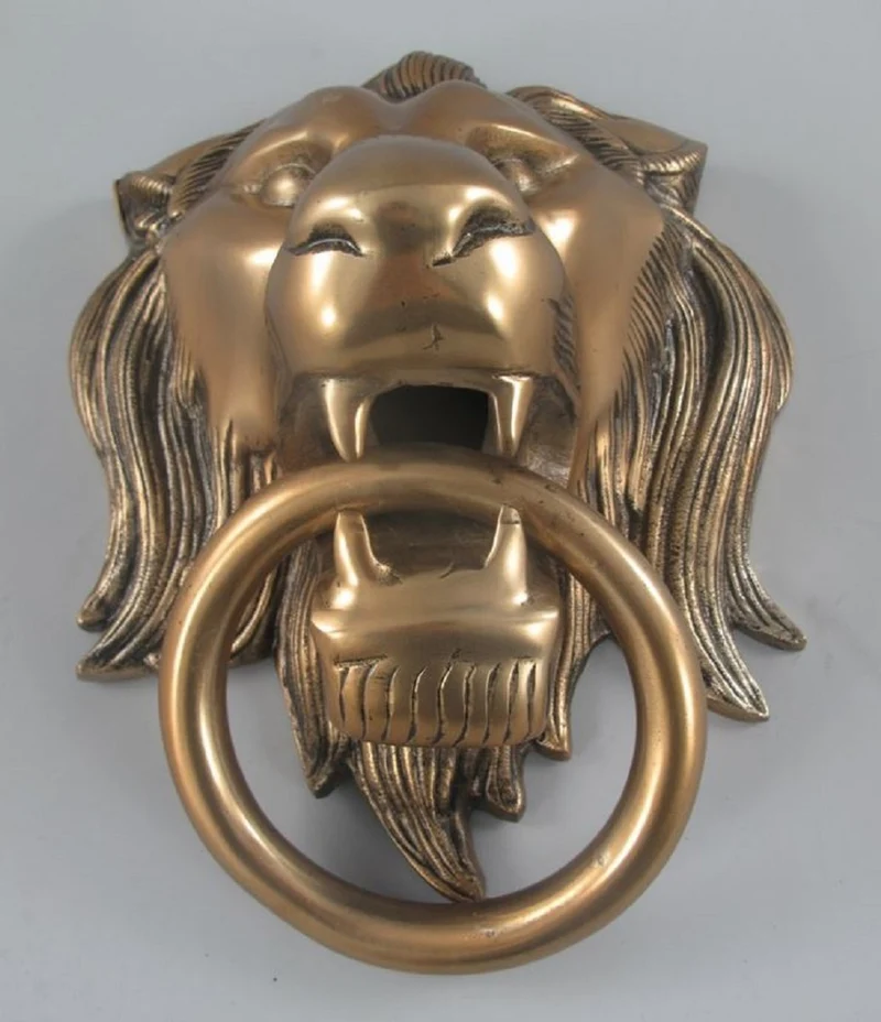 Casa Padrino Barock Aluminium Türklopfer Löwe Bronze H. 40 cm - Barock Deko Accessoires