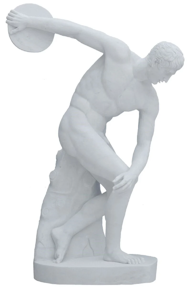 Casa Padrino Antik Stil Garten Deko Marmor Skulptur Diskuswerfer Grau H. 170 cm