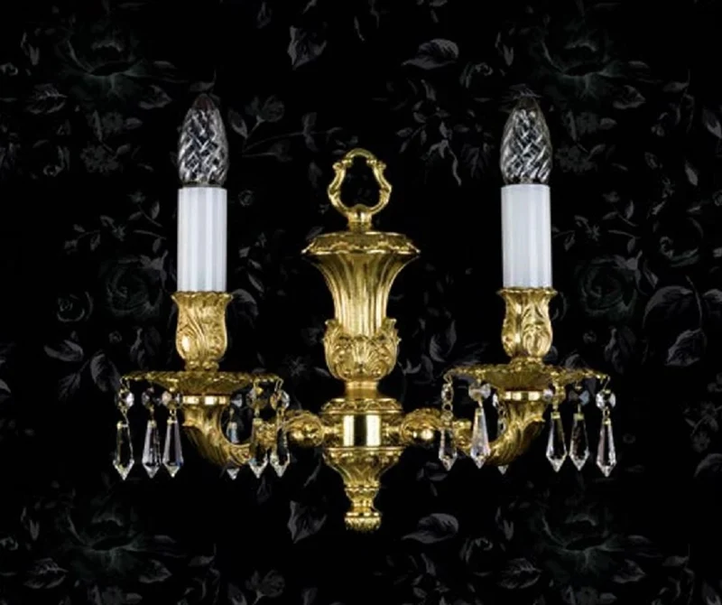 Casa Padrino Luxus Barock Kristall Doppel Wandleuchte Gold 33 cm