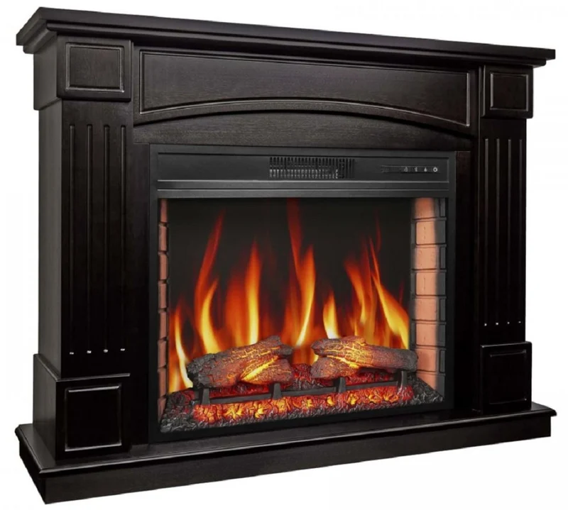 Casa Padrino Barock LED Elektrokamin Schwarz 114 x 34 x H. 90,3 cm