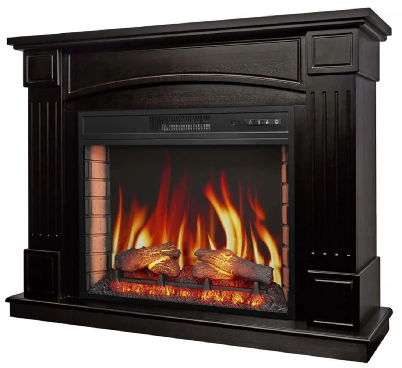 Casa Padrino Barock LED Elektrokamin Schwarz 114 x 34 x H. 90,3 cm
