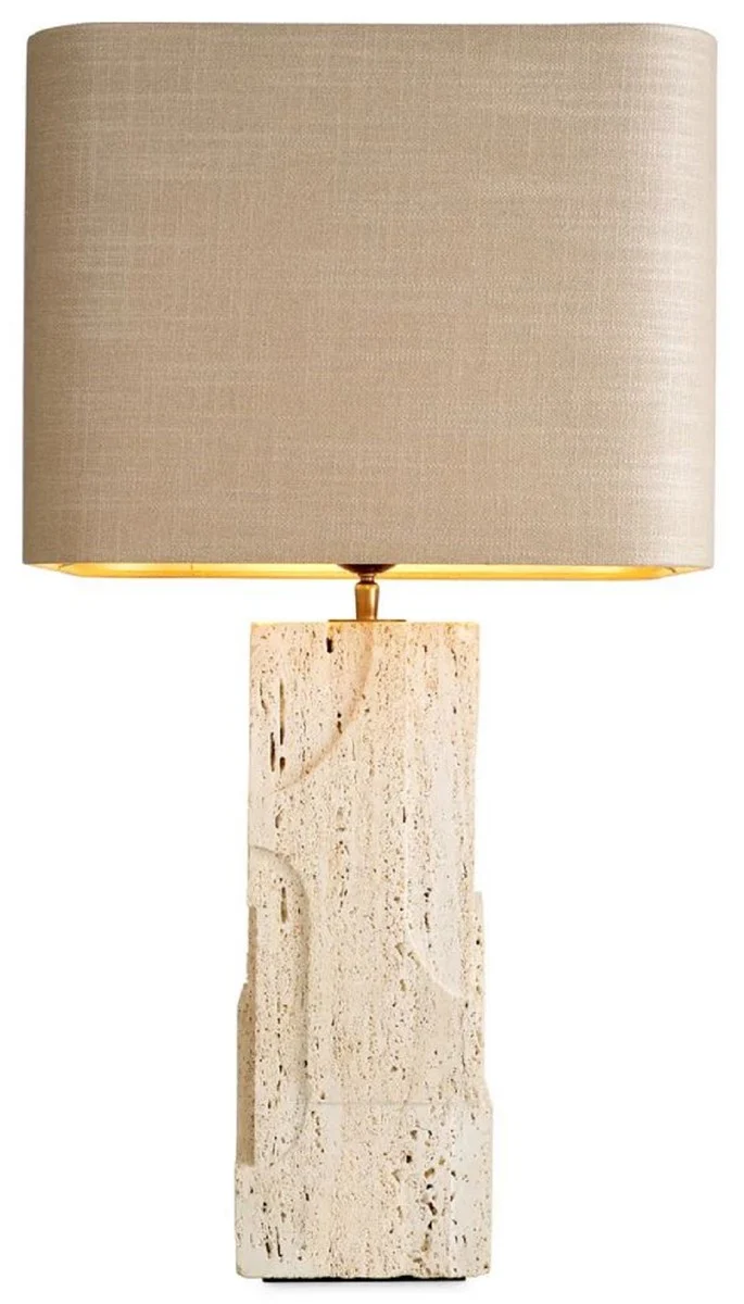 Casa Padrino Luxus Tischleuchte Weiß / Beige H. 76 cm - Luxus Schreibtischleuchten