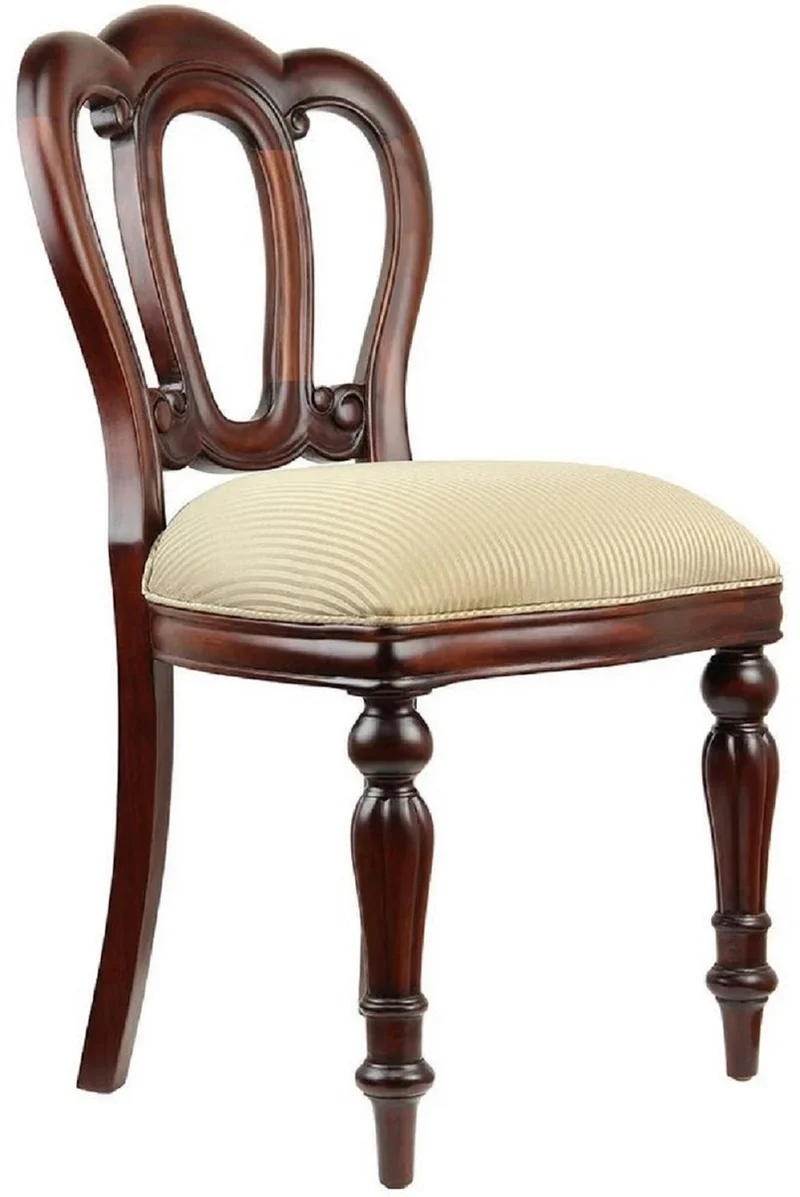 Casa Padrino Luxus Barock Mahagoni Esszimmer Stuhl 6er Set Gold / Dunkelbraun - Barock Möbel