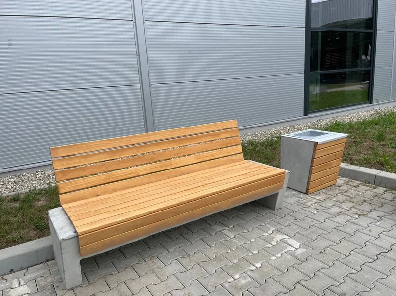 Casa Padrino Park Abfallbehälter Naturfarben / Grau / Silber H. 60 cm - Stadt Abfalleimer - Beton Mülleimer