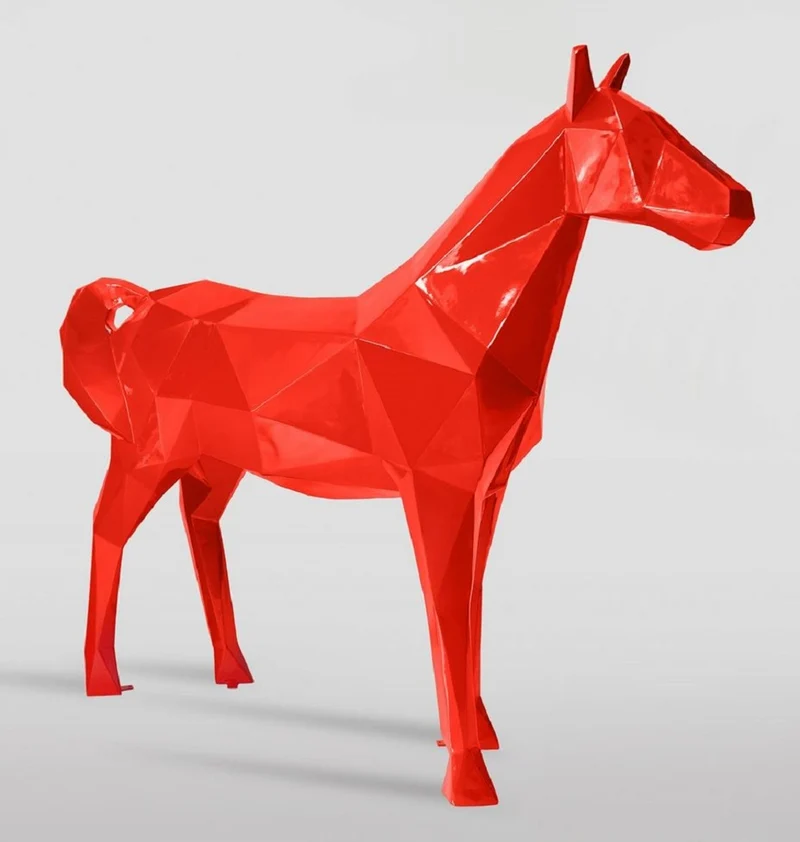 Casa Padrino XXL Deko Skulptur Pferd Rot 220 x H. 190 cm