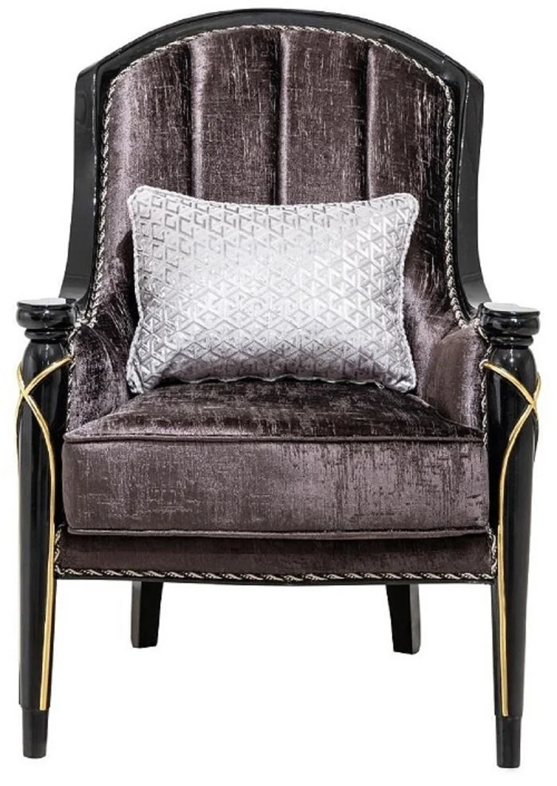 Casa Padrino Luxus Barock Wohnzimmer Möbel Set Lila / Schwarz / Gold