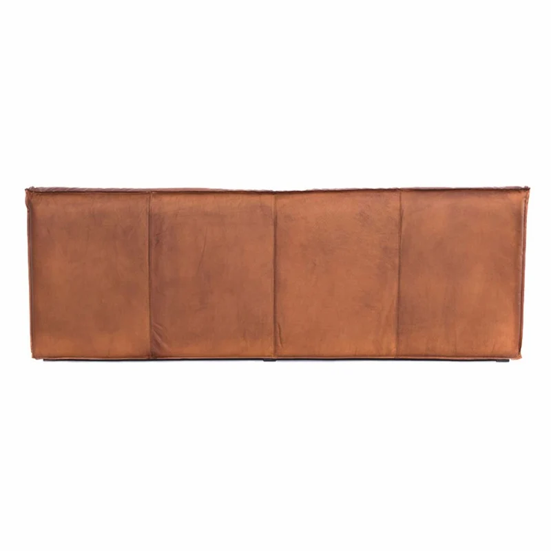 Casa Padrino Luxus Leder Sofa Hellbraun 190 cm - Modulares Echtleder Wohnzimmer Sofa