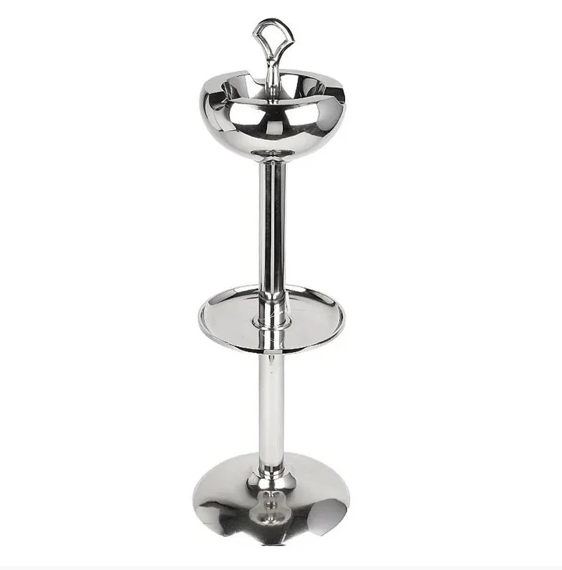 Casa Padrino Stand Aschenbecher Silber 24x20x73cm - Runder Aluminium Aschenbecher mit Ständer - Deko Accessoires