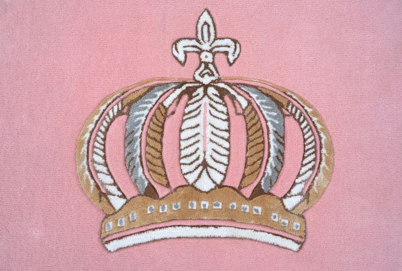 Runder Pompöös by Casa Padrino Luxus Barock Teppich Krone von Harald Glööckler Rosa / Weiß / Braun - Verschiedene Größen