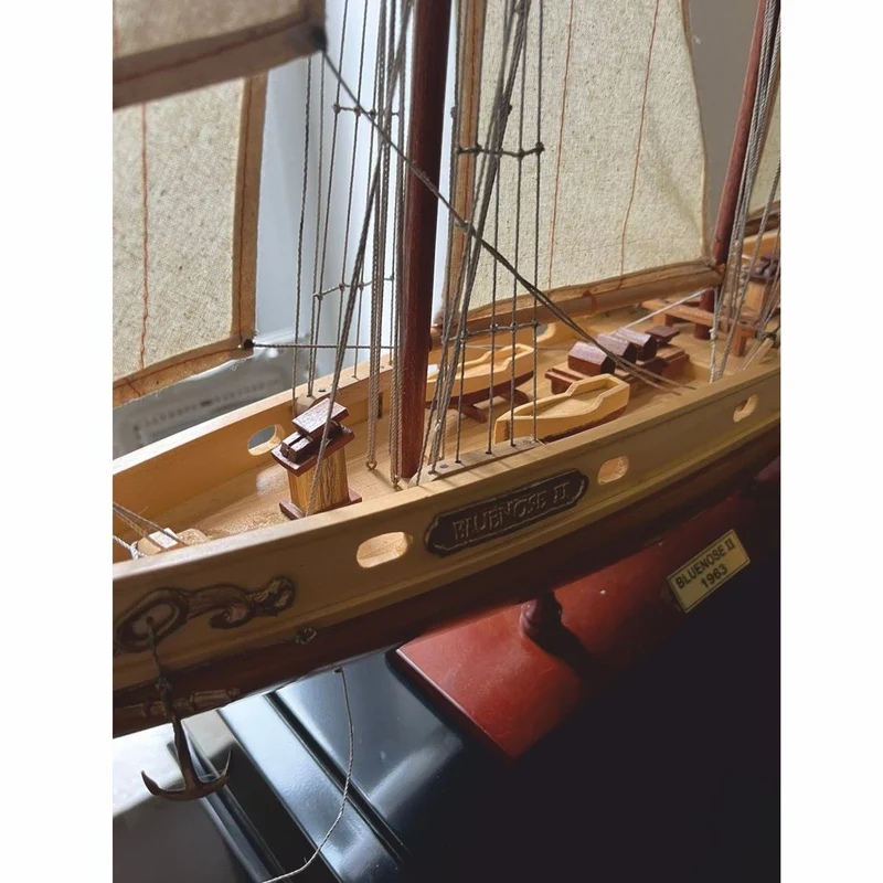 Casa Padrino Luxus Deko Segelschiff Bluenose II Naturfarben / Braun 67,5 x 12 x H. 62 cm