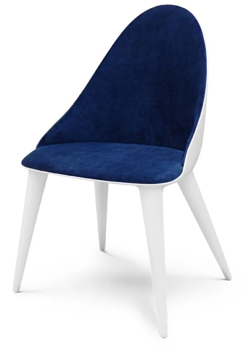 Casa Padrino Luxus Gartenstuhl Blau / Matt Weiß H. 94 cm - Luxus Garten Möbel