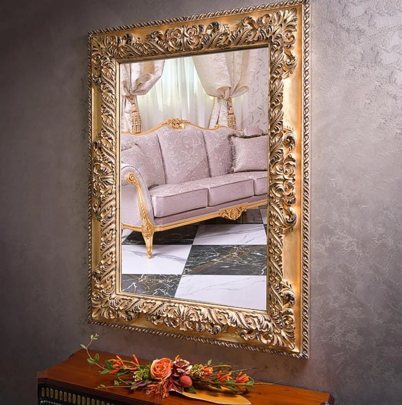 Casa Padrino Luxus Barock Spiegel Gold H. 134 cm - Rechteckiger Barockstil Wandspiegel - Made in Italy
