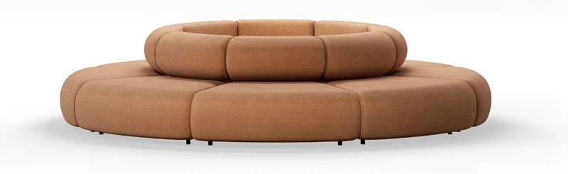 Casa Padrino Luxus Sofa Braun Ø 340 x H. 72 cm - Rundes Modulares Sofa - Luxus Möbel