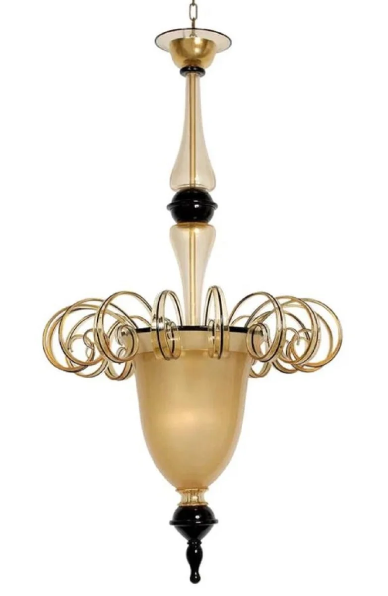 Casa Padrino Luxus Barock Kristallglas Kronleuchter Gold / Schwarz Ø 73 x H. 135 cm - Made in Italy