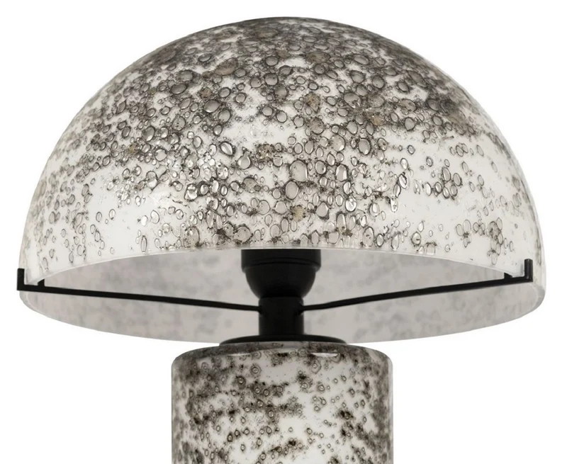Casa Padrino Luxus Glas Tischleuchte Weiß / Grau H. 36 cm - Runde Schreibtischleuchte