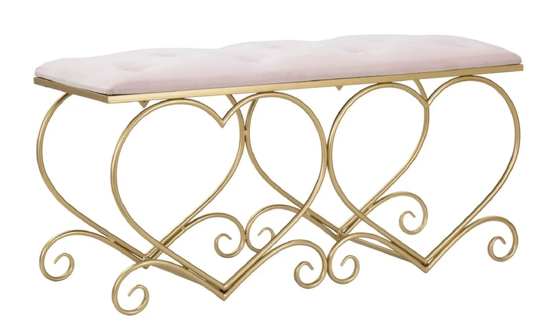 Casa Padrino Luxus Sitzbank Rosa / Gold 105 cm - Wohnzimmer & Schlafzimmer Möbel
