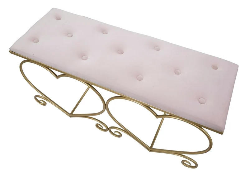 Casa Padrino Luxus Sitzbank Rosa / Gold 105 cm - Wohnzimmer & Schlafzimmer Möbel