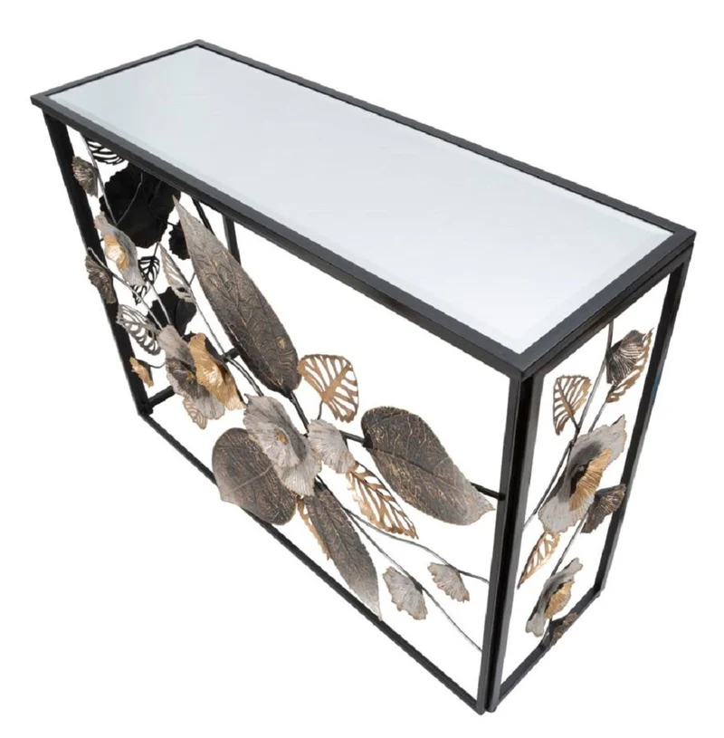 Casa Padrino Luxus Konsole Schwarz / Bunt 111,8 cm - Rechteckiger Konsolentisch