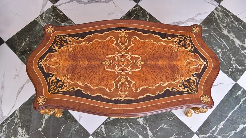 Casa Padrino Luxus Barock Couchtisch Braun / Gold 128 cm - Barock Möbel - Made in Italy
