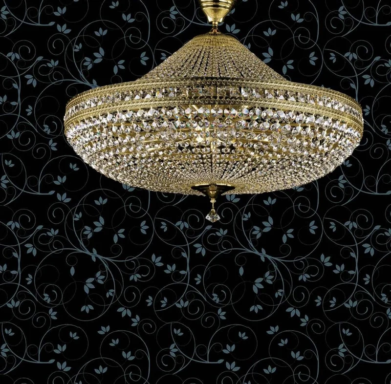 Casa Padrino Luxus Barock Kristall Deckenleuchte Messing Ø 80 cm - Barockstil Deckenlampe