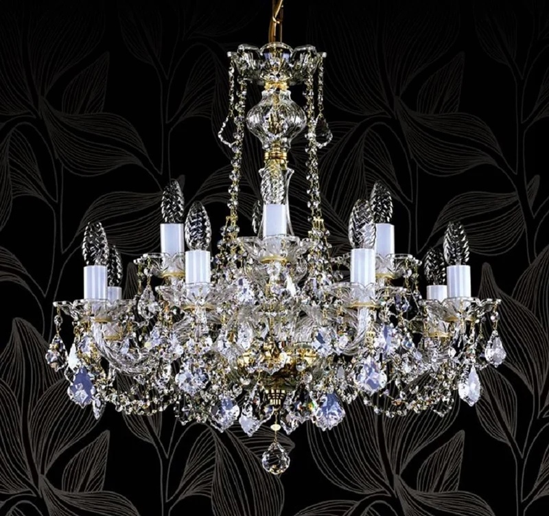 Casa Padrino Luxus Barock Kronleuchter mit böhmischen Kristallglas Gold Ø 64 cm