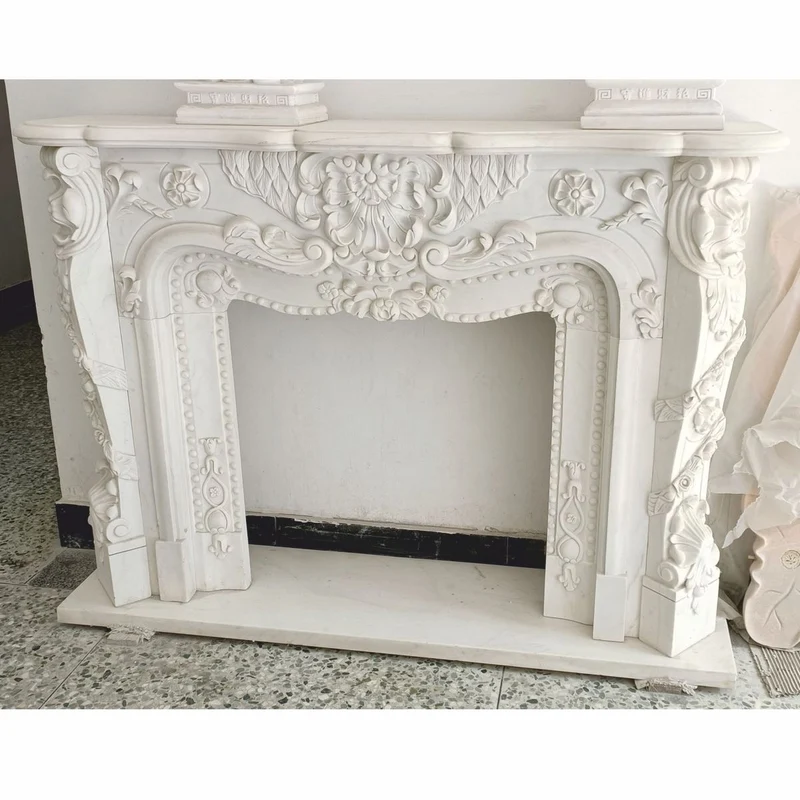 Casa Padrino Luxus Barock Marmor Kaminumrandung Weiß 150 x H. 110 cm - Barock Möbel
