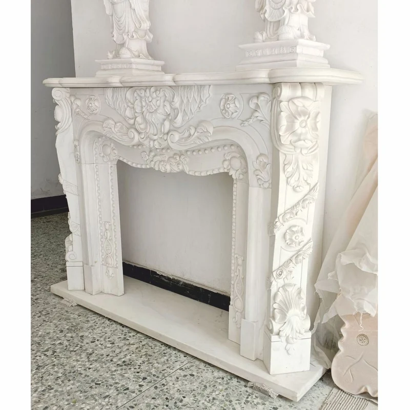Casa Padrino Luxus Barock Marmor Kaminumrandung Weiß 150 x H. 110 cm - Barock Möbel