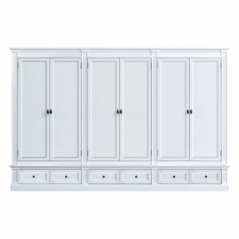 Casa Padrino Landhausstil Schlafzimmer Schrank Weiß 340 cm - Landhausstil Schlafzimmer Möbel