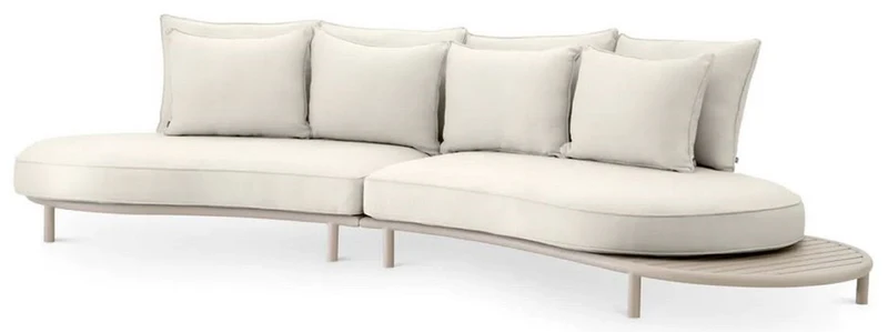 Casa Padrino Luxus Outdoor Garten Sofa Weißgrau / Sandfarben 330 cm - Luxus Garten Möbel