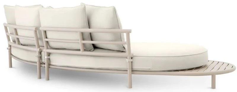 Casa Padrino Luxus Outdoor Garten Sofa Weißgrau / Sandfarben 330 cm - Luxus Garten Möbel