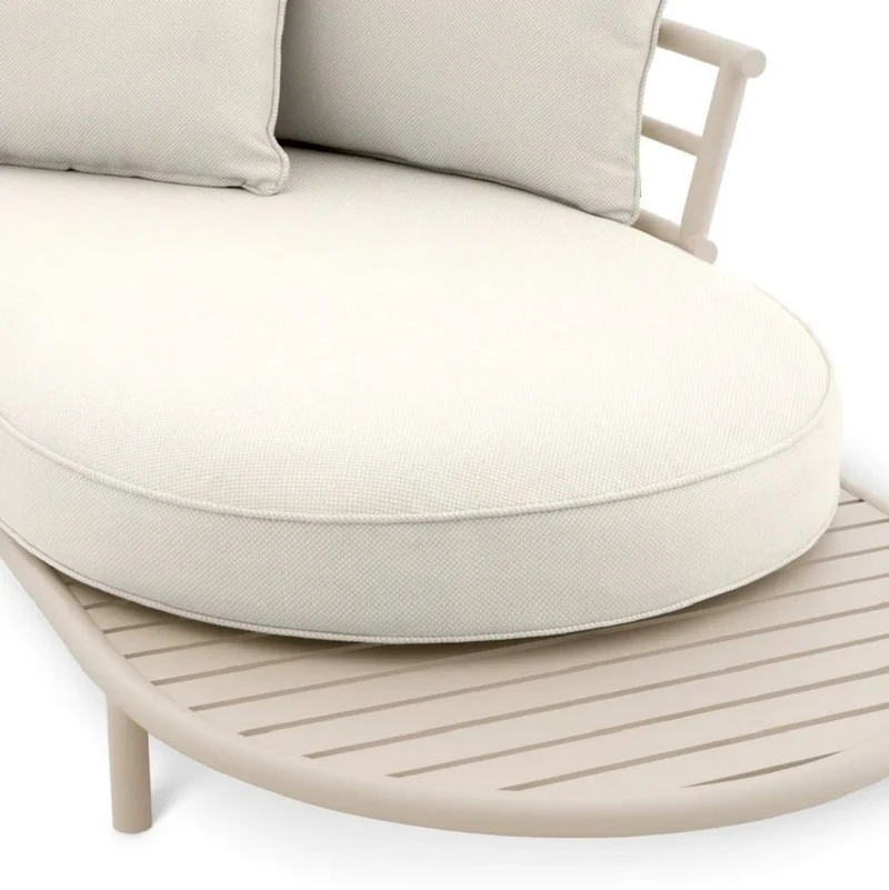 Casa Padrino Luxus Outdoor Garten Sofa Weißgrau / Sandfarben 330 cm - Luxus Garten Möbel