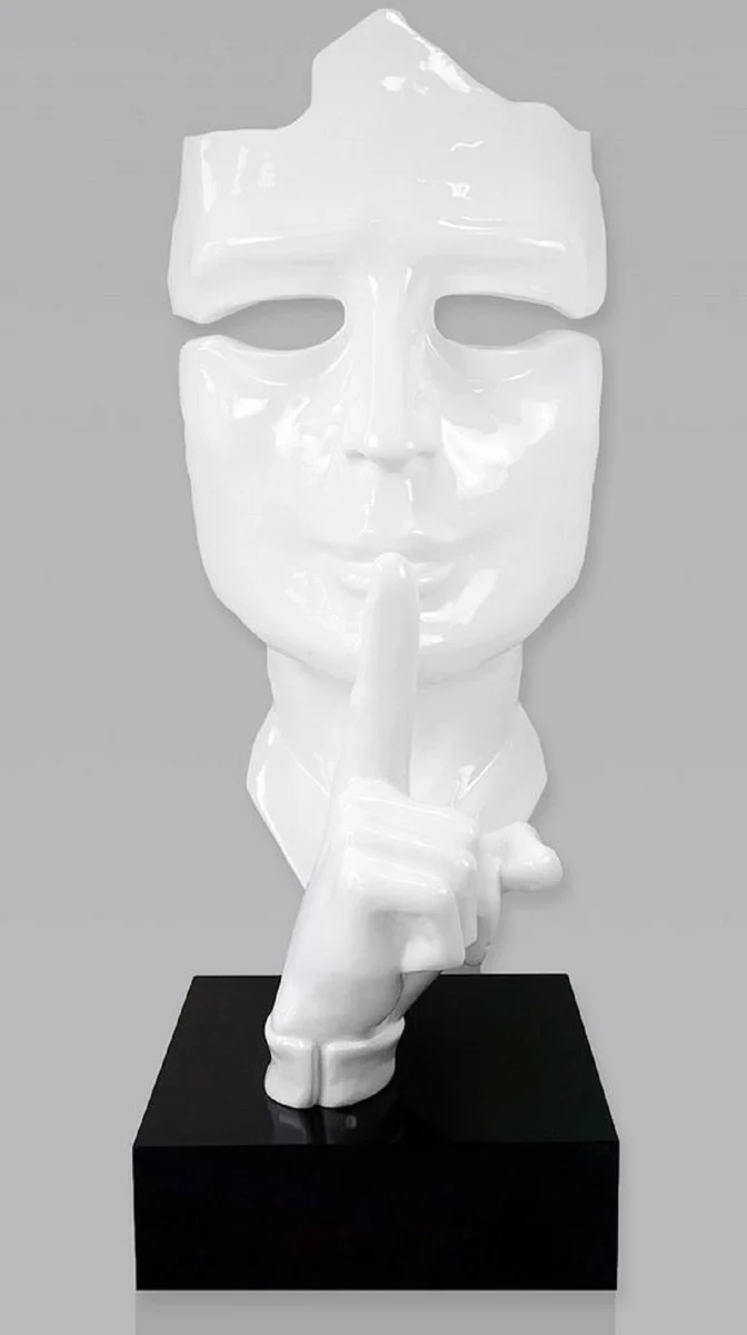 Casa Padrino XXL Deko Skulptur Weiß / Schwarz H. 190 cm