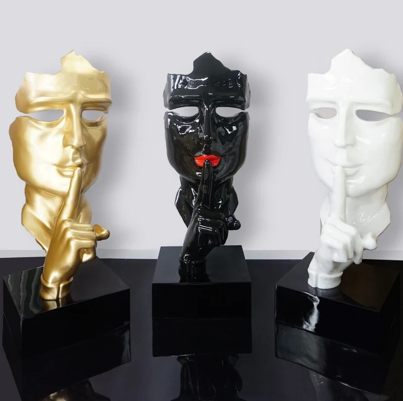 Casa Padrino XXL Deko Skulptur Weiß / Schwarz H. 190 cm
