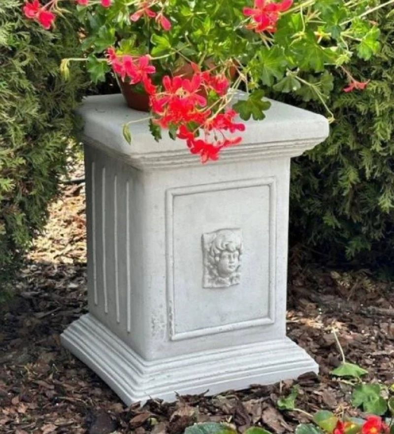 Casa Padrino Barock Garten Deko Stein Säule Grau H. 44 cm