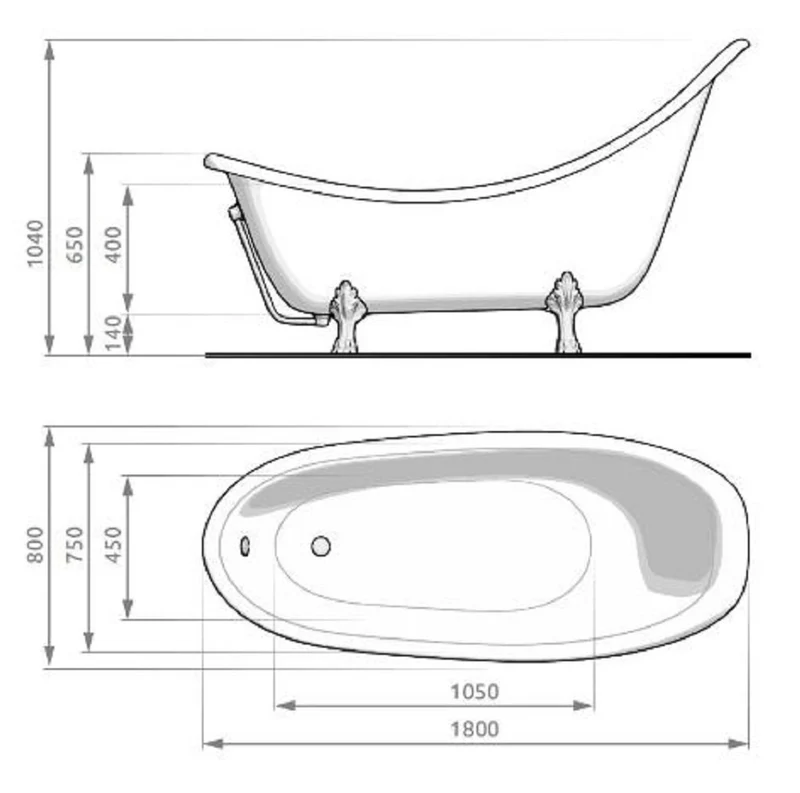 Casa Padrino Jugendstil Badewanne Schwarz / Gold 180 cm - Freistehende Retro Stil Badewanne