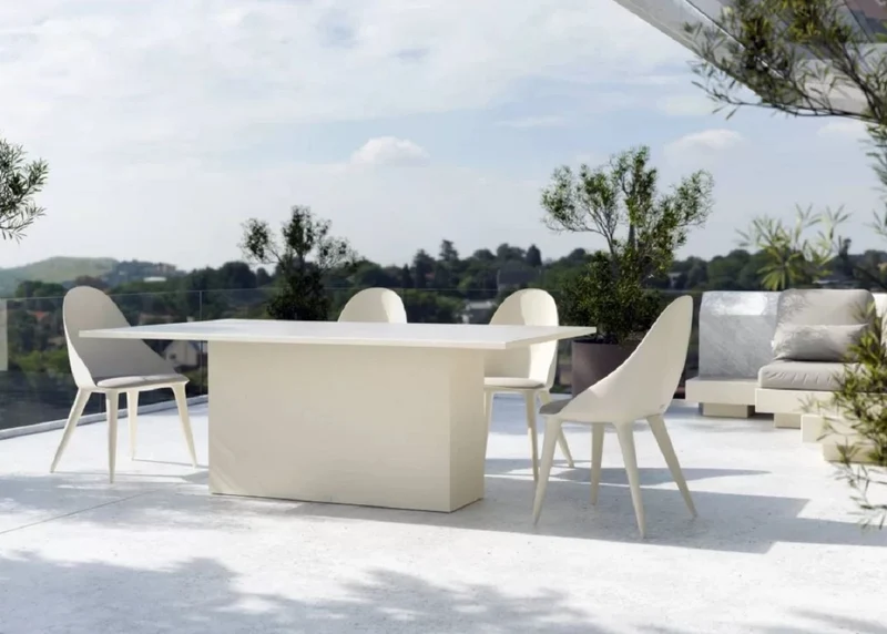 Casa Padrino Luxus Gartenstuhl Grau / Matt Weiß H. 94 cm - Luxus Garten Möbel