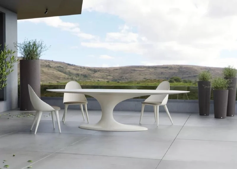 Casa Padrino Luxus Gartenstuhl Grau / Matt Weiß H. 94 cm - Luxus Garten Möbel