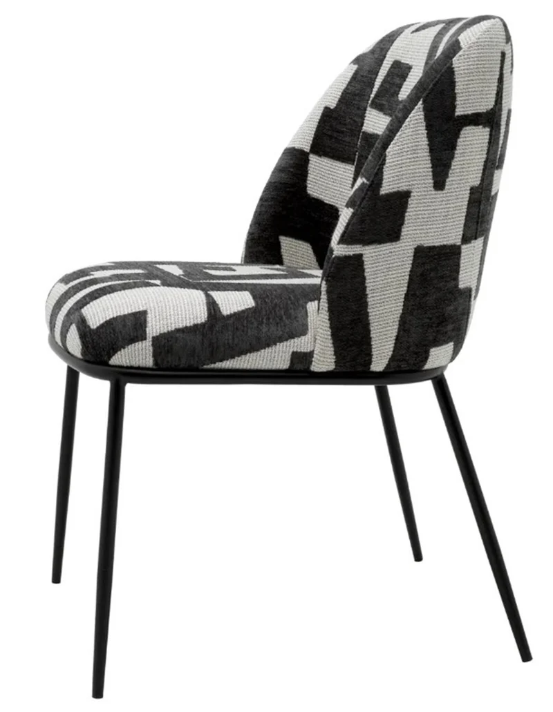 Casa Padrino Luxus Esszimmerstuhl Schwarz / Weiß B. 50 cm x T. 60 cm x H. 83 cm - Hotel Möbel