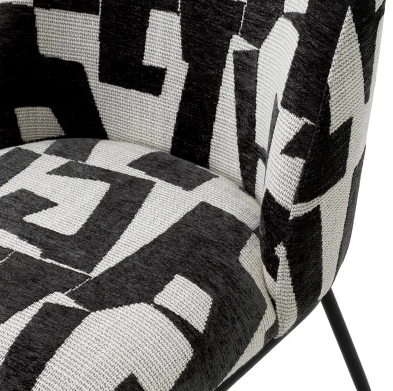 Casa Padrino Luxus Esszimmerstuhl Schwarz / Weiß B. 50 cm x T. 60 cm x H. 83 cm - Hotel Möbel