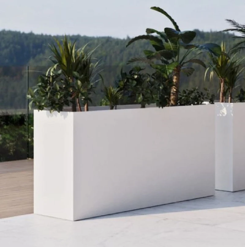 Casa Padrino Luxus Blumentopf Matt Weiß 160 cm - Rechteckiger Pflanzentopf