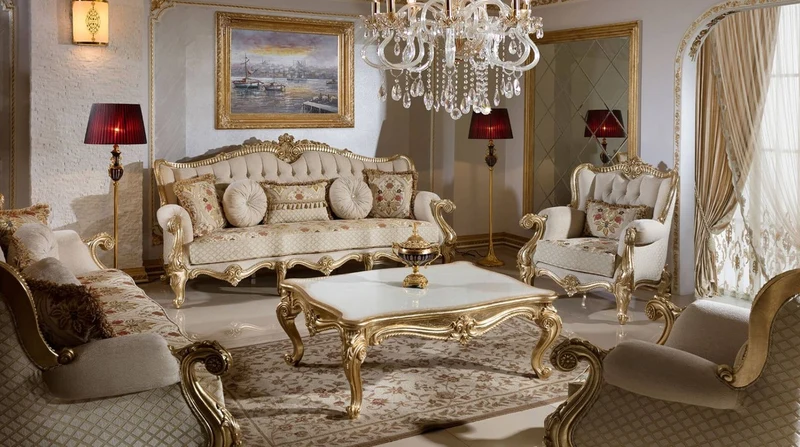 Casa Padrino Luxus Barock Wohnzimmer Sessel Grau / Mehrfarbig / Gold