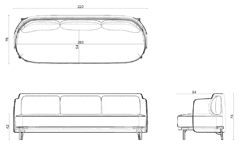 Casa Padrino Luxus 3er Sofa Grau / Bronze 220 cm - Wohnzimmer & Hotel Möbel