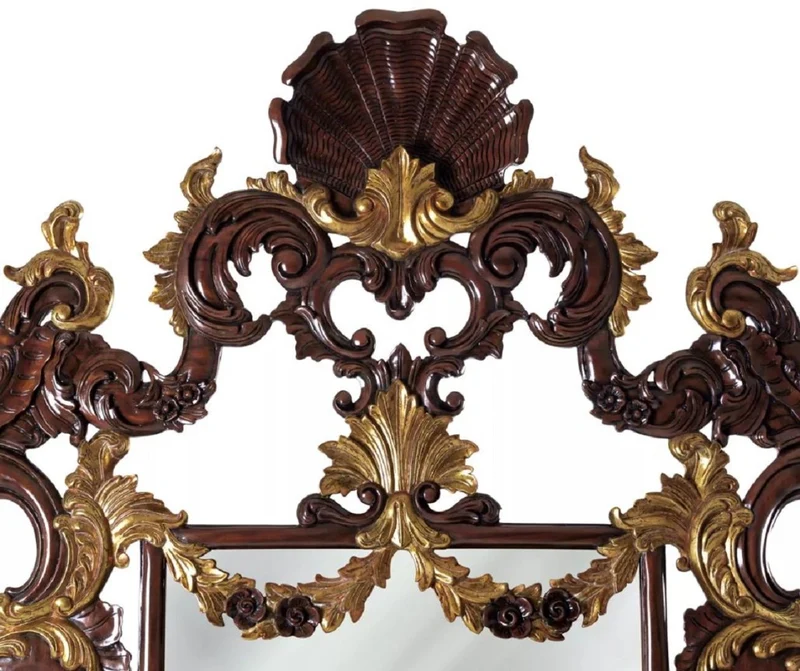 Casa Padrino Luxus Barock Mahagoni Spiegel Dunkelbraun / Gold H. 210 cm - Barock Möbel
