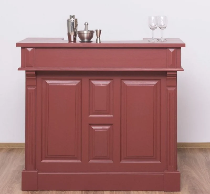 Casa Padrino Landhausstil Bar Theke Bordeauxrot 120 cm - Massive Bar Möbel
