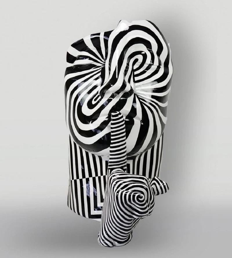 Casa Padrino XXL Deko Skulptur Weiß / Schwarz H. 140 cm - Handbemalt