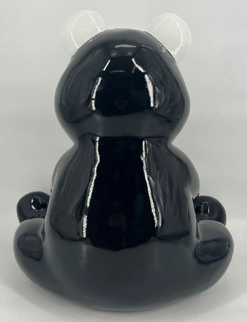 Casa Padrino Luxus Deko Figur Boxer Teddybär Schwarz / Weiß 50 cm - Deko Skulptur