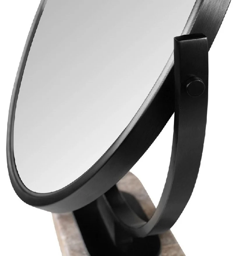 Casa Padrino Luxus Schminkspiegel Schwarz / Grau H. 51 cm - Schminktisch Spiegel
