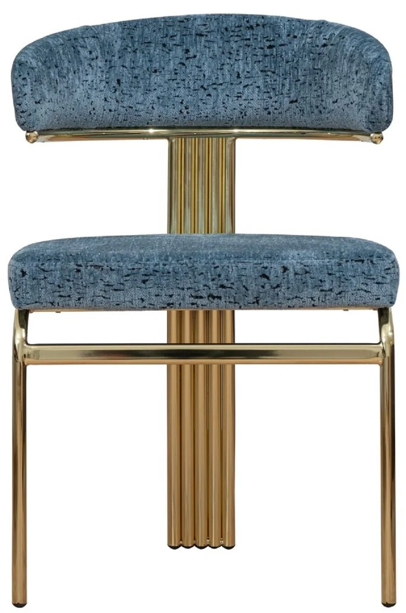 Casa Padrino Luxus Esszimmer Stuhl Blau / Gold H. 83 cm